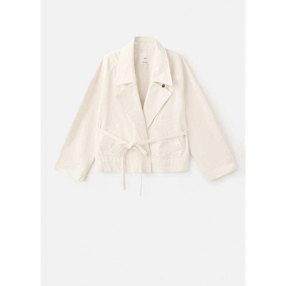 Mango Cream Belted Trench Coat Jacket
